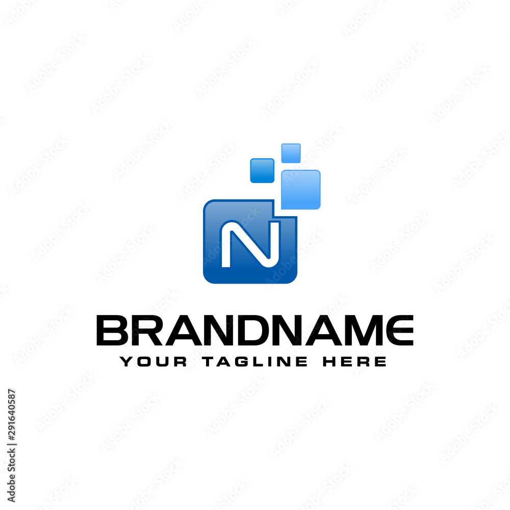 Letter N Digital Pixel Square Symbol Vector design template Letter N Digital Pixel Square Symbol Vector design template
