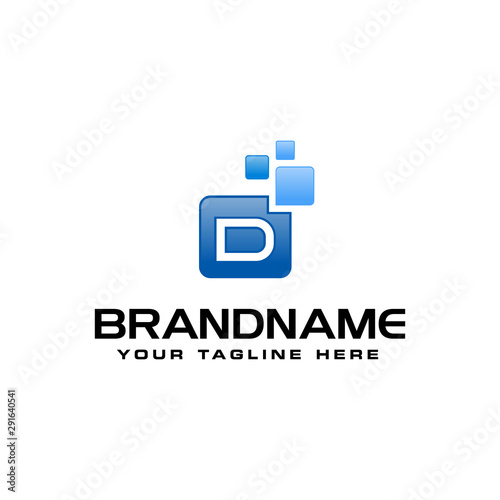 Letter D Digital Pixel Square Symbol Vector design template