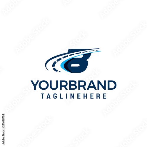 Road Way Asphalt Logo Letter B. B Road Logistics Letter Design in Vector template