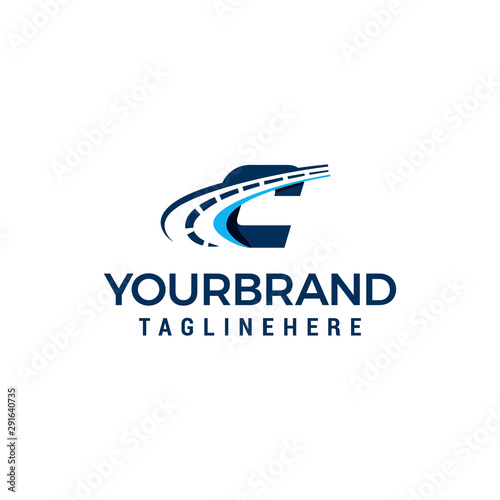 Road Way Asphalt Logo Letter C. C Road Logistics Letter Design in Vector template