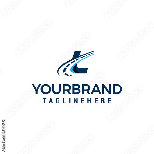 Road Way Asphalt Logo Letter L. L Road Logistics Letter Design in Vector template