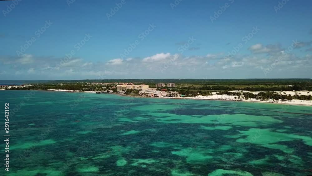 Aerial view of resort from over ocean Aerial view of resort from over ocean
