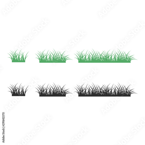 Green and black grass icon on white background flat style.