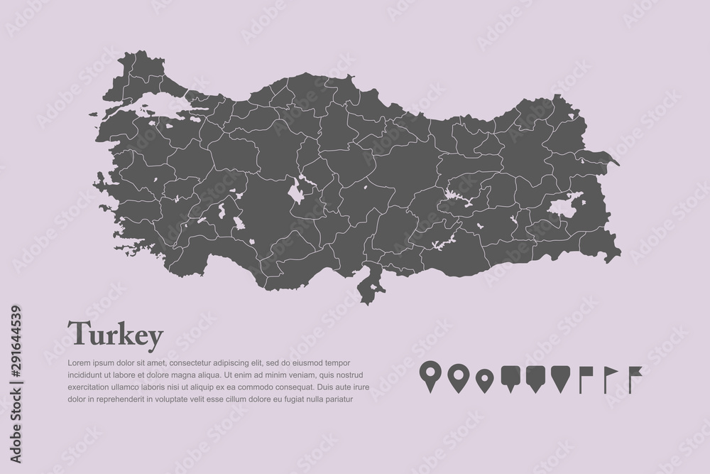 Vector Turkey country map province or distict