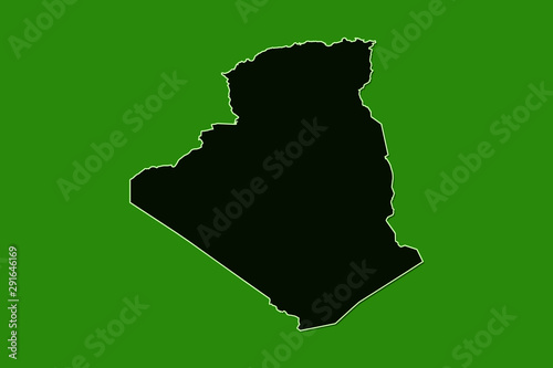 Algeria vector map with single border using dark green color on light background illustration