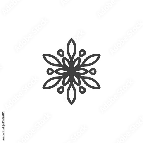 Christmas Snowflake line icon. linear style sign for mobile concept and web design. xmas snowflake outline vector icon. Symbol  logo illustration. Vector graphics