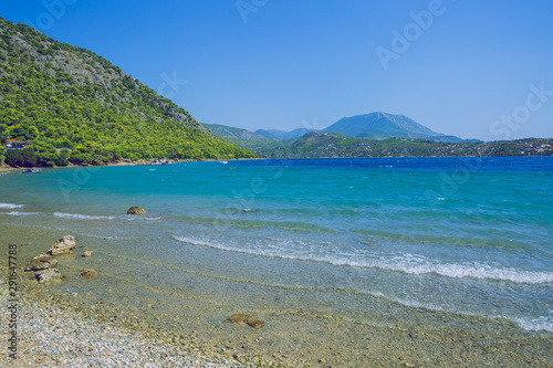 City Athens, Greek Republic. Beach and blue water. Green nature 14. Sep. 2019.