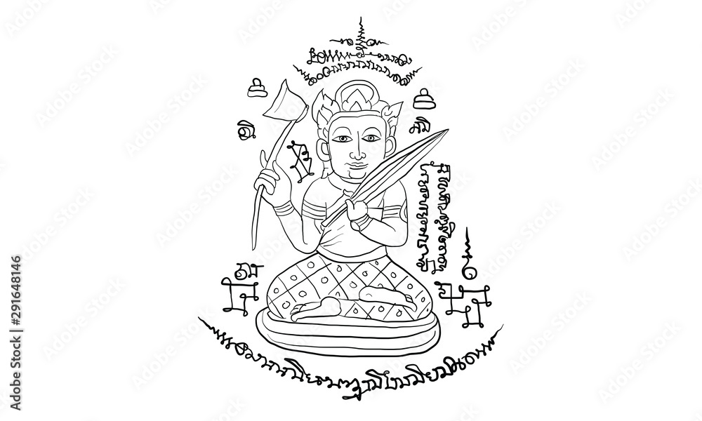 Thai traditional tattoo, Thai traditional painting in temple, vector Thai traditional tattoo, Thai traditional painting in temple, vector