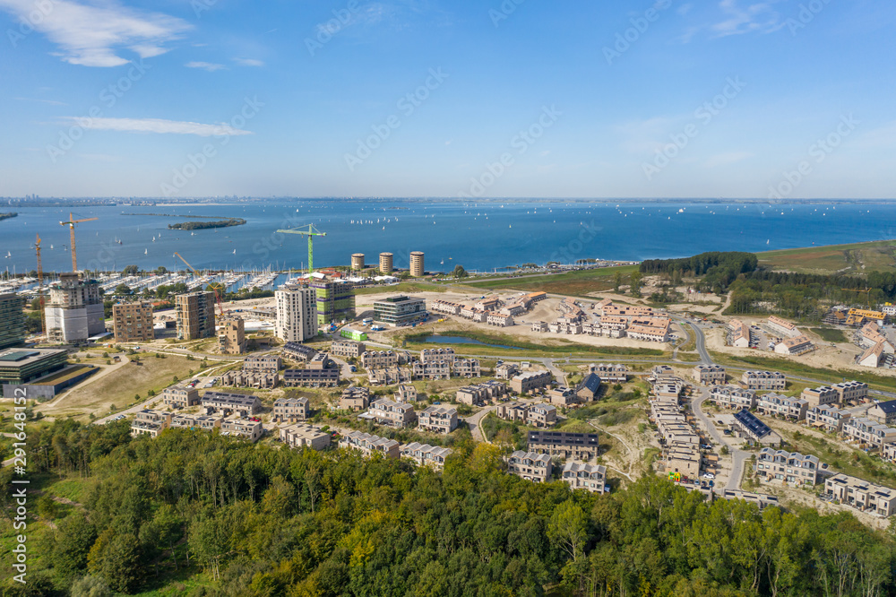 Fototapeta premium Aerial view of the new residential district DUIN in Almere Poort
