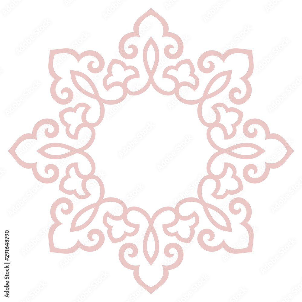 Decorative frame Elegant vector element for design in Eastern style, place for text. Floral pink border. Lace illustration for invitations and greeting cards