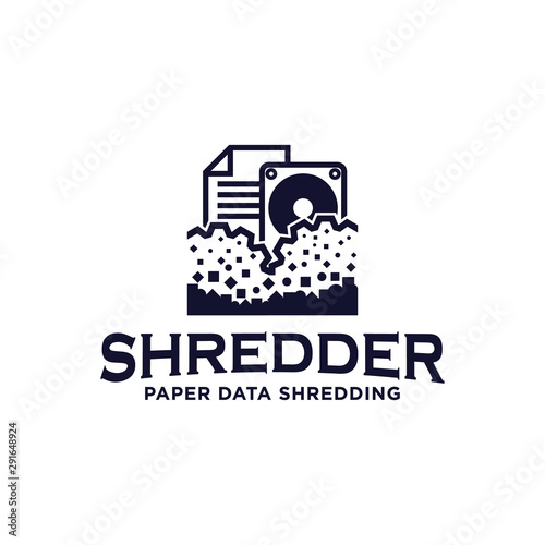 Shredding paper data hardware services logo icon