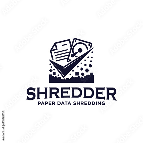 Shredding paper data hardware services logo icon