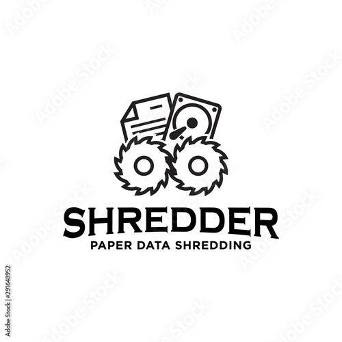 Shredding paper data hardware services logo icon