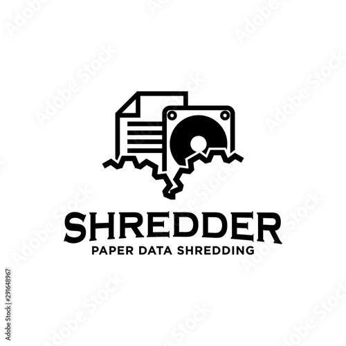 Shredding paper data hardware services logo icon