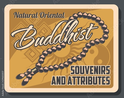 Buddhism religion signs, beads, yin yang photo