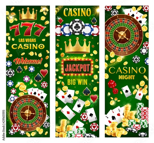 Casino wheel of fortune and poker cards