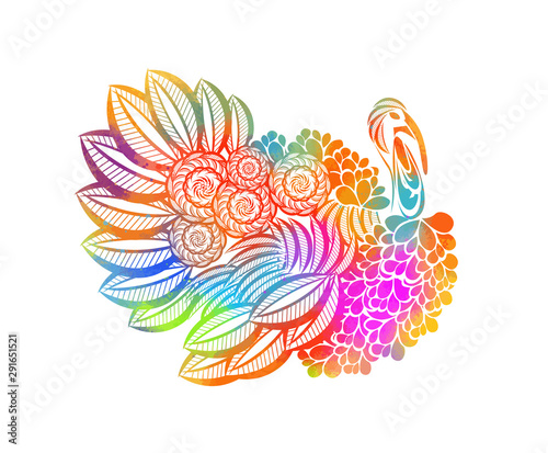 Colorful turkey. Happy Thanksgiving. Vector illustration