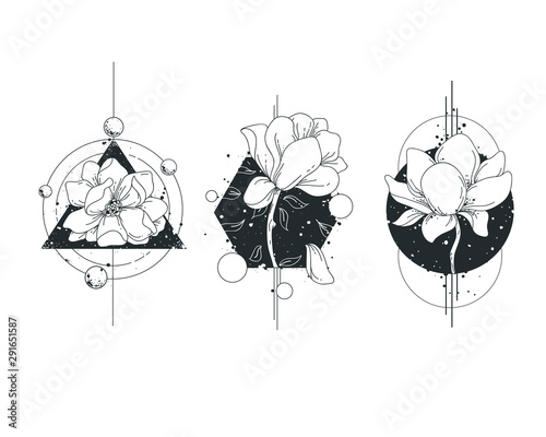 Geometric Flower Tattoo Vector