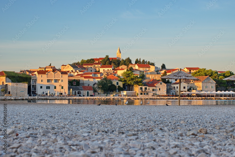 Cityscape of Primosten in Croatia after the sunrise