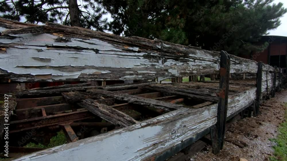 4K Dynamic moving abandoned railway wooden train wagon 4K Dynamic moving abandoned railway wooden train wagon