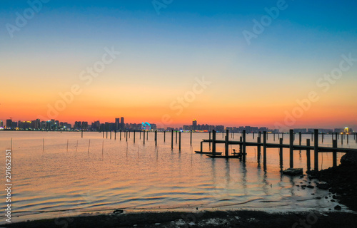 The view of Zhanjiang Bay in Guangdong at dusk