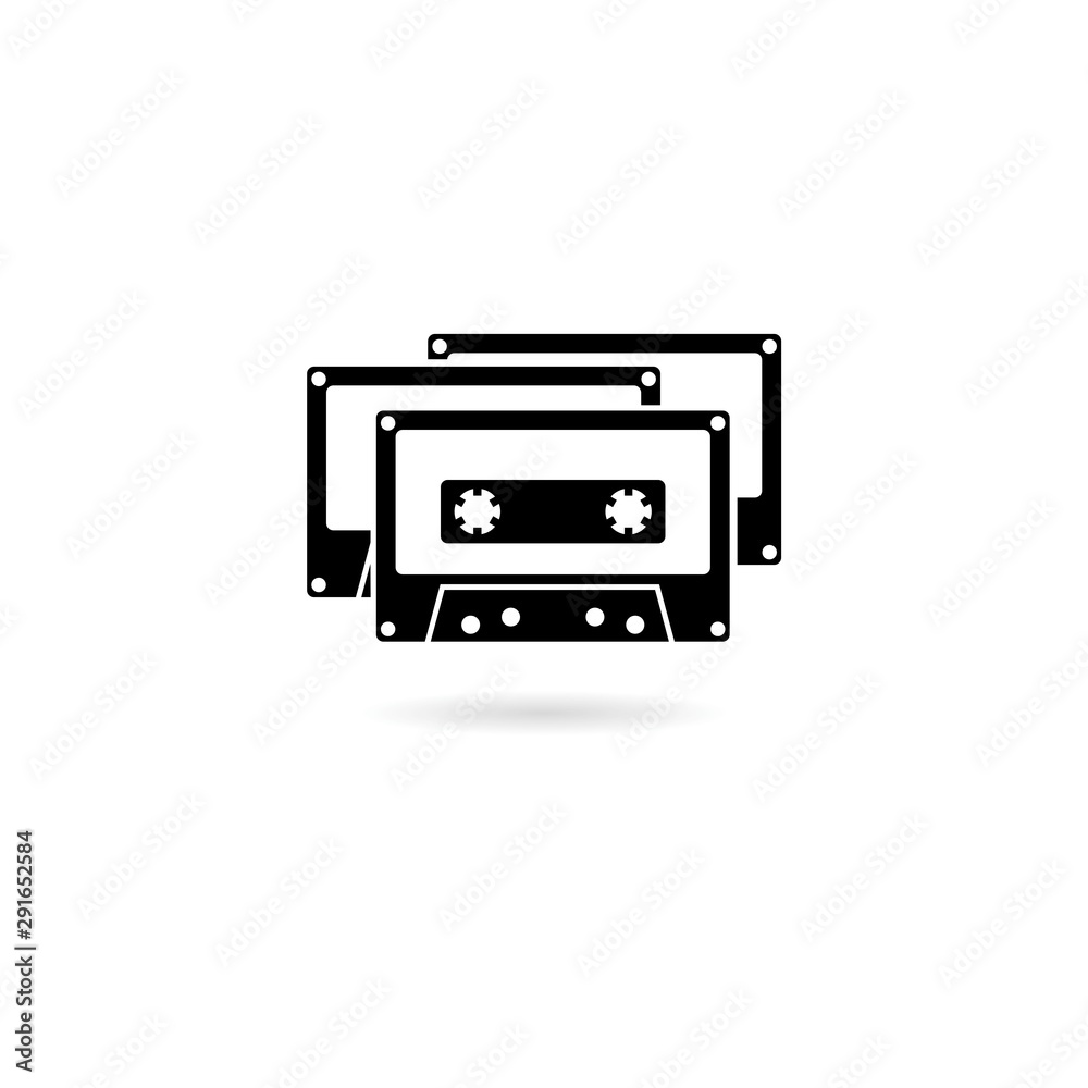 Cassette icon flat isolated on white background Cassette icon flat isolated on white background