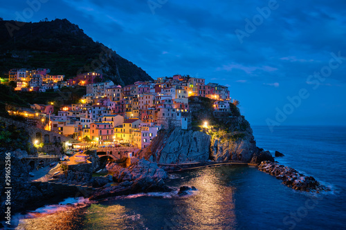 Manarola village n the night, Cinque Terre, Liguria, Italy