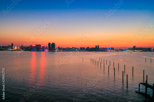 The view of Zhanjiang Bay in Guangdong at dusk
