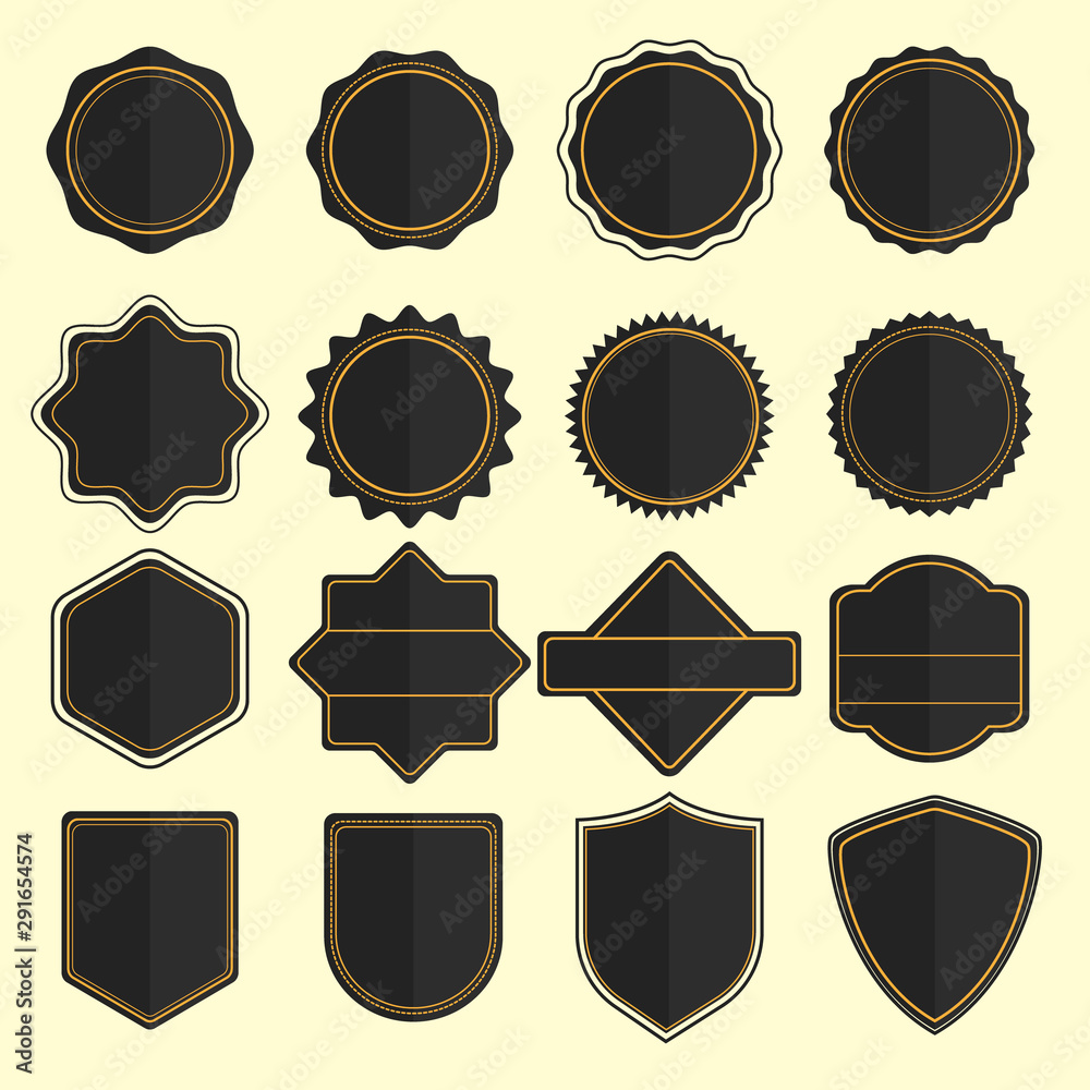 Set of badges and labels vector design.Badges shape set. Set of badges and labels vector design.Badges shape set.