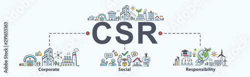 CSR Banner web icon for business and organization, Corporate social responsibility and giving back to the community. photo