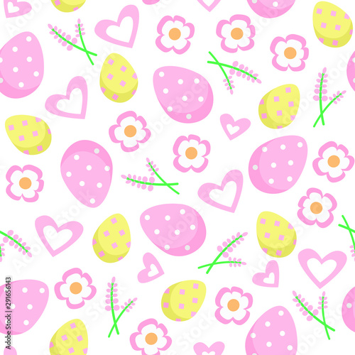 Seamless vector Easter pattern decorative eggs flowers