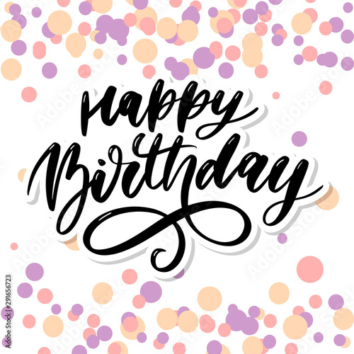 Happy Birthday lettering calligraphy brush gradient sticker vector