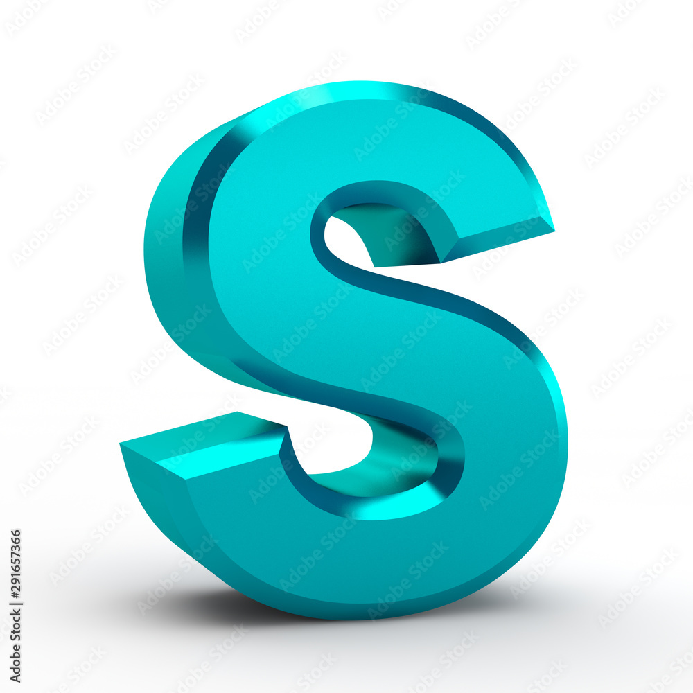 S blue alphabet word on white background illustration 3D rendering S blue alphabet word on white background illustration 3D rendering