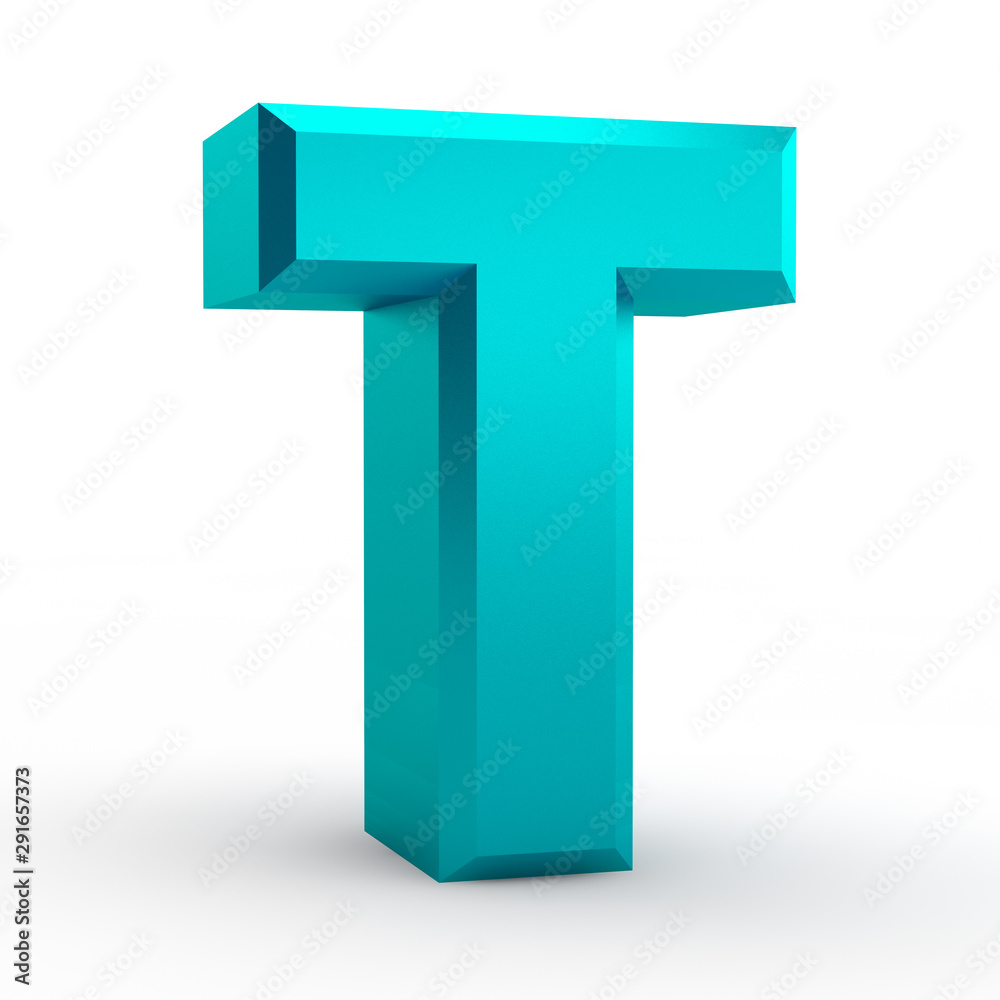 T blue alphabet word on white background illustration 3D rendering T blue alphabet word on white background illustration 3D rendering