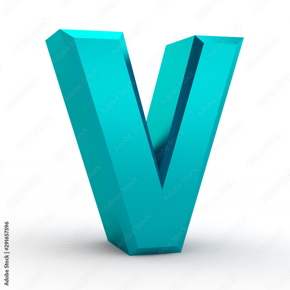 V blue alphabet word on white background illustration 3D rendering V blue alphabet word on white background illustration 3D rendering