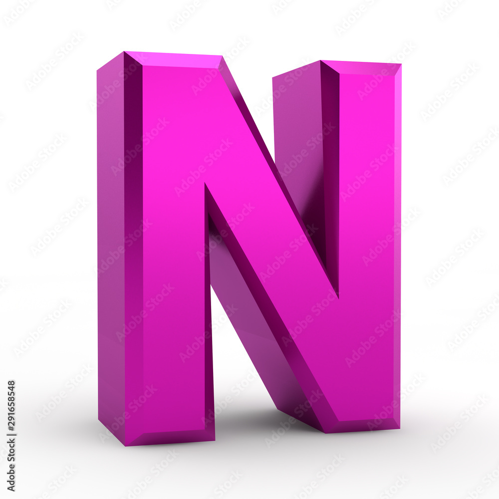 N pink alphabet word on white background illustration 3D rendering N pink alphabet word on white background illustration 3D rendering