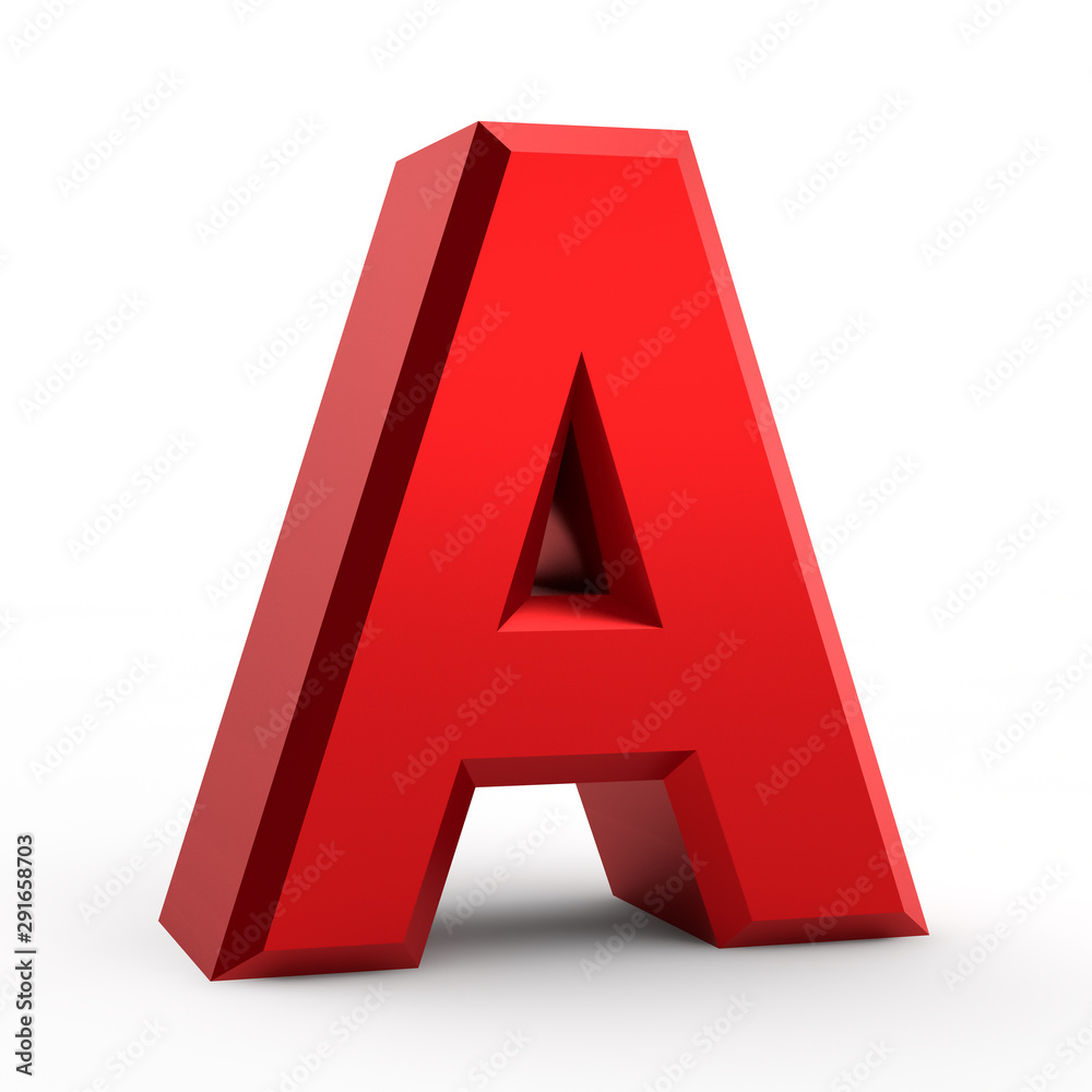 A red alphabet word on white background illustration 3D rendering A red alphabet word on white background illustration 3D rendering