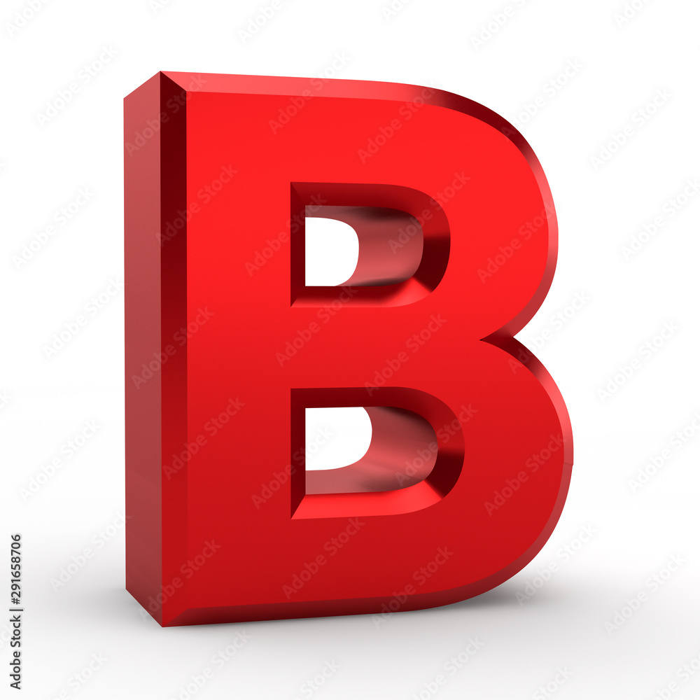 B red alphabet word on white background illustration 3D rendering B red alphabet word on white background illustration 3D rendering