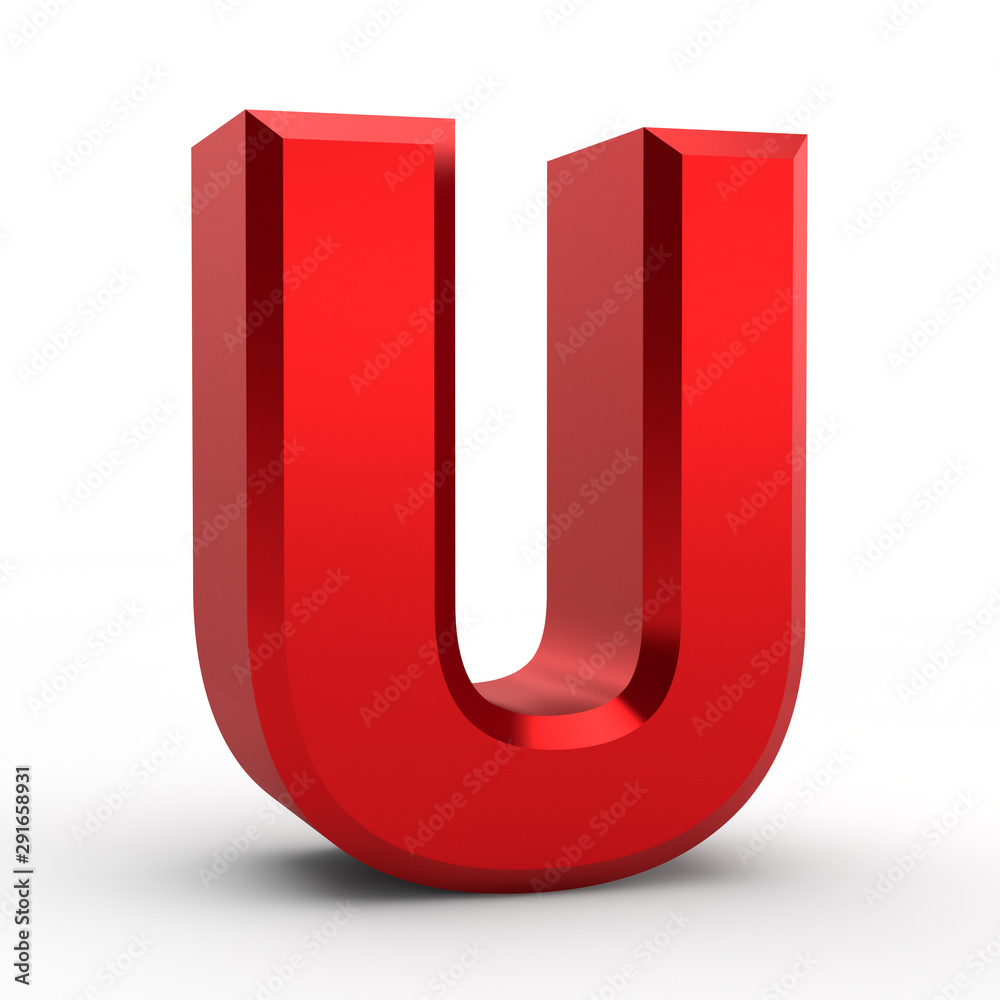 U red alphabet word on white background illustration 3D rendering U red alphabet word on white background illustration 3D rendering