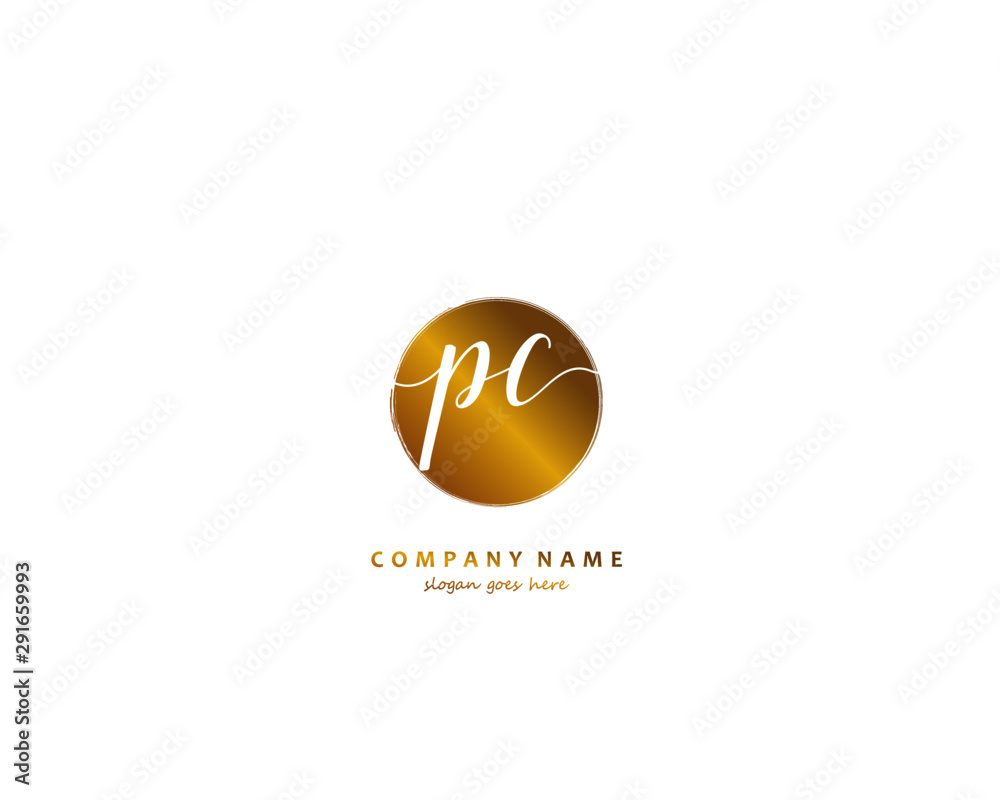 PC Initial handwriting logo vector