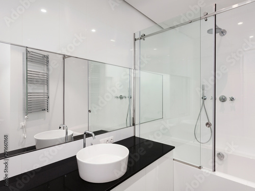 Modern interior of new bathroom in house