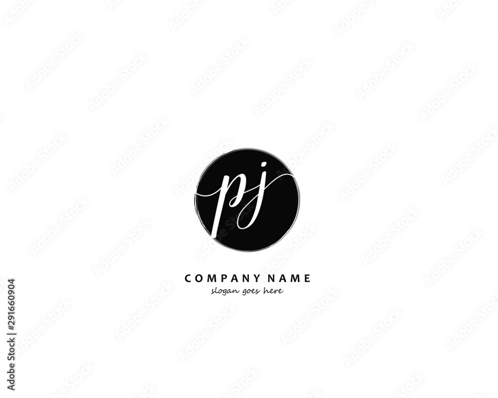 PJ Initial handwriting logo vector