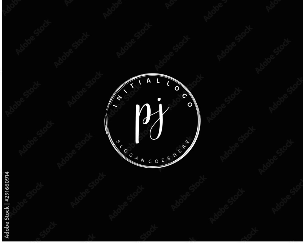 PJ Initial handwriting logo vector