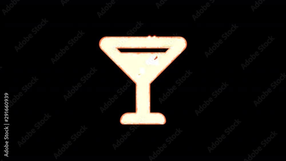 Symbol glass martini burns out of transparency, then burns again. Alpha channel Premultiplied - Matted with color black Symbol glass martini burns out of transparency, then burns again. Alpha channel Premultiplied - Matted with color black