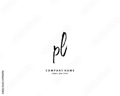 PL Initial handwriting logo vector