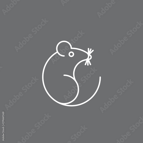 Flat vector mouse silhouette icon logo isolated