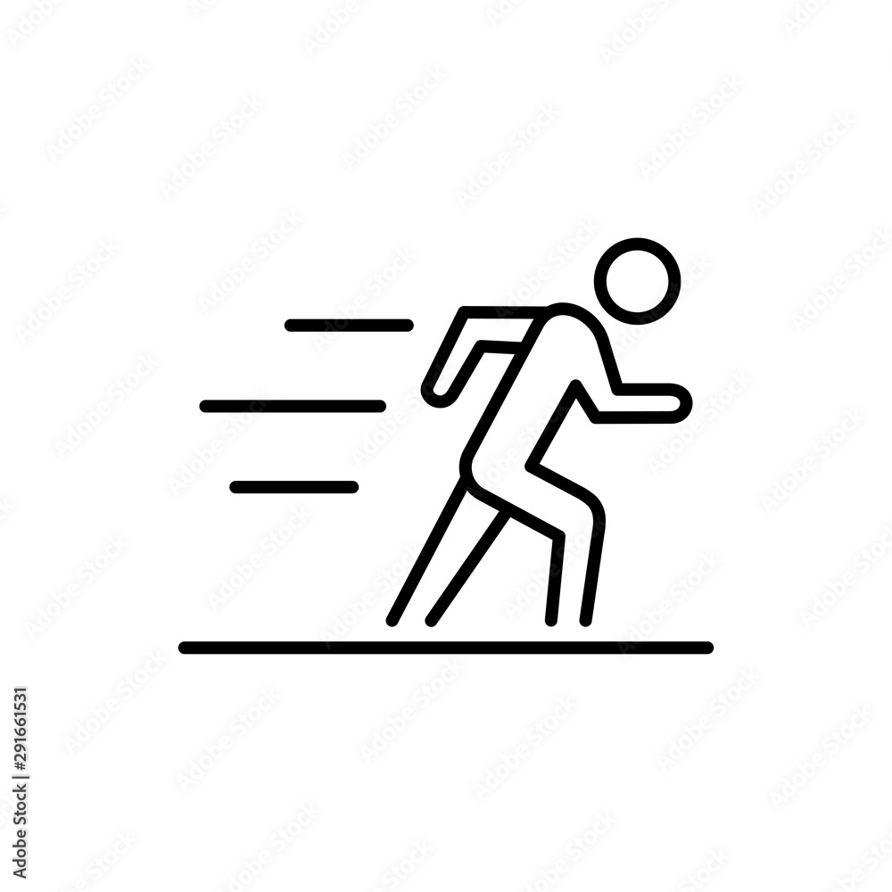 Running man silhouette business people icon simple line flat illustration