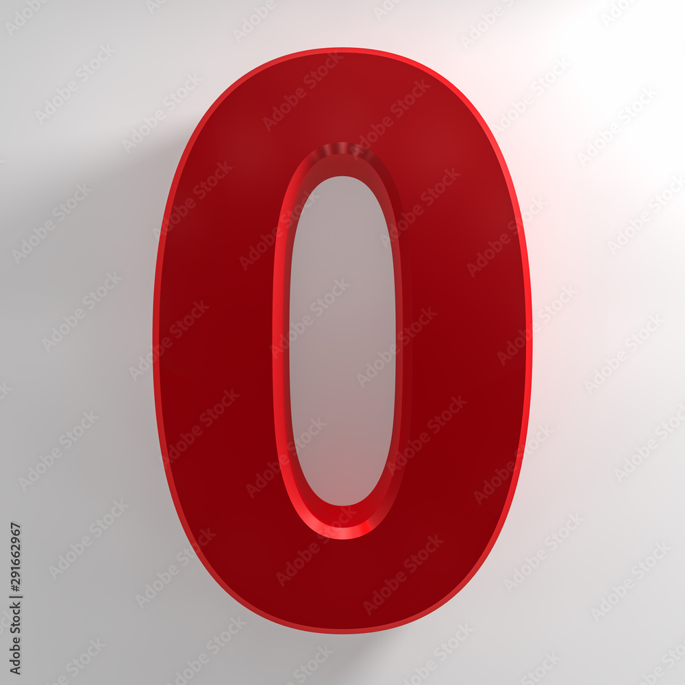 Number 0 red color collection on white background illustration 3D rendering Number 0 red color collection on white background illustration 3D rendering