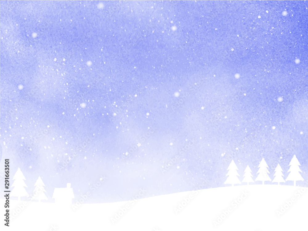 雪景色 水彩背景イラスト Stock ベクター Adobe Stock