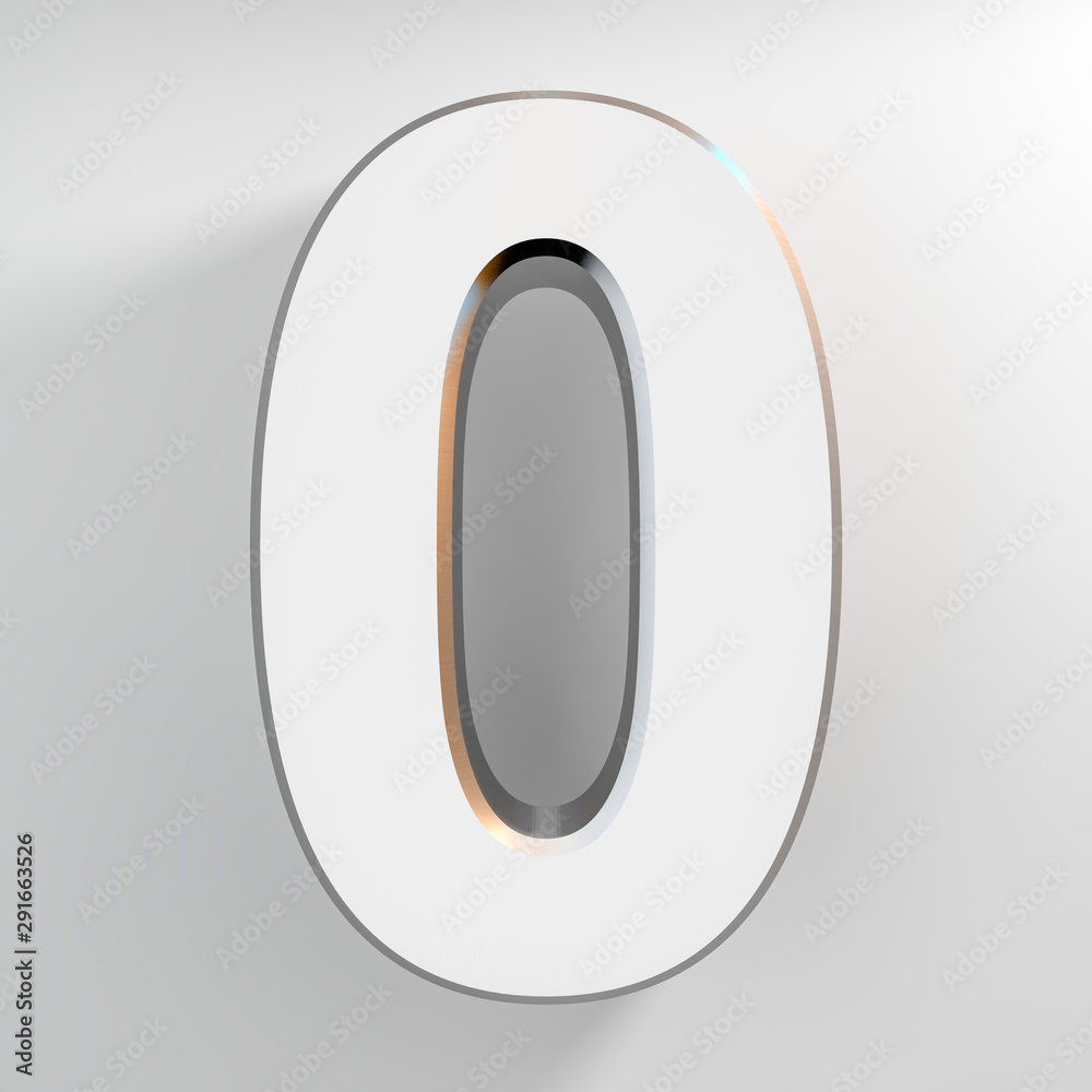 Number 0 silver color collection on white background illustration 3D rendering Number 0 silver color collection on white background illustration 3D rendering